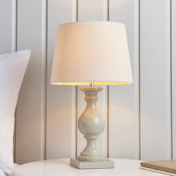 Anson Lighting Benton Table Light Finished In Taupe Painted Wood And Ivory Fabric
