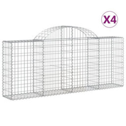 Berkfield Arched Gabion Baskets 4 Pcs 200X30X80/100 Cm Galvanised Iron - thumbnail 2