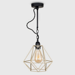 Valuelights Huber Industrial Satin Black Wall Ceiling Light Fitting With Gold Metal Cage Shade - thumbnail 3