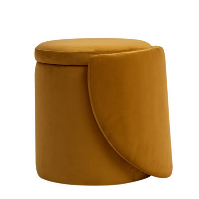 Nordlys Pouf With Backrest And Storage In Yellow Velvet Scandinavian Living Room - image 1
