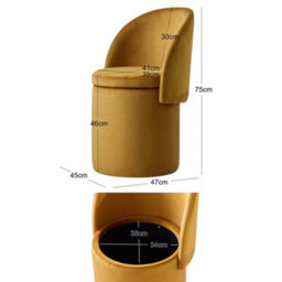 Nordlys Pouf With Backrest And Storage In Yellow Velvet Scandinavian Living Room - thumbnail 6