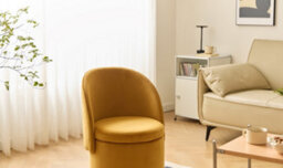 Nordlys Pouf With Backrest And Storage In Yellow Velvet Scandinavian Living Room - thumbnail 7