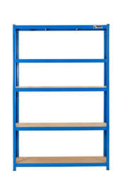 Rhino Racking 2 Bays - 180 X 120 X 45Cm - Blue - 5 Tier Boltless Heavy Duty Garage Shelving Unit - 1000Kg Load Weight - thumbnail 3