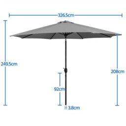 Yaheetech Grey 3.2M Tiltable Patio Parasol Market Umbrella With Crank - thumbnail 3