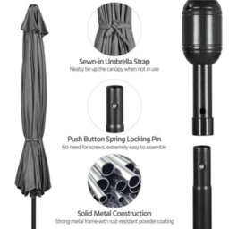 Yaheetech Grey 3.2M Tiltable Patio Parasol Market Umbrella With Crank - thumbnail 9