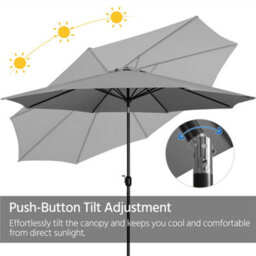 Yaheetech Grey 3.2M Tiltable Patio Parasol Market Umbrella With Crank - thumbnail 7