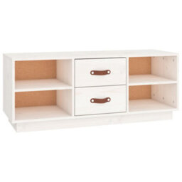 Walplus Tv Cabinet White 100X34X40 Cm Solid Wood Pine - thumbnail 2