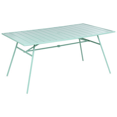 Beliani Garden Dining Table Terenzo 160 Cm 90 Cm Metal Mint Green - image 1