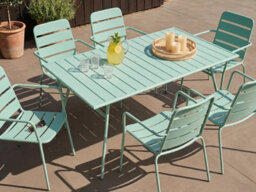Beliani Garden Dining Table Terenzo 160 Cm 90 Cm Metal Mint Green - thumbnail 2