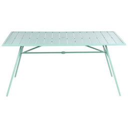 Beliani Garden Dining Table Terenzo 160 Cm 90 Cm Metal Mint Green - thumbnail 4