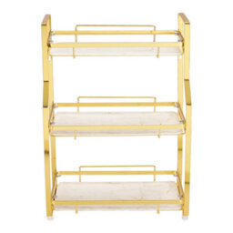 Living And Home 3 Tier Golden Bathroom Countertop Organizer Standing Cosmetic Storage Shelf - thumbnail 2