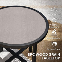 Wyld Haus Moreve Grey Wood-Effect Round Outdoor Side Table With Powder-Coated Steel Frame, 50.5Cm. - thumbnail 4