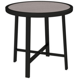 Wyld Haus Moreve Grey Wood-Effect Round Outdoor Side Table With Powder-Coated Steel Frame, 50.5Cm. - thumbnail 2