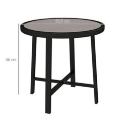 Wyld Haus Moreve Grey Wood-Effect Round Outdoor Side Table With Powder-Coated Steel Frame, 50.5Cm. - thumbnail 3