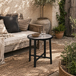Wyld Haus Moreve Grey Wood-Effect Round Outdoor Side Table With Powder-Coated Steel Frame, 50.5Cm. - thumbnail 7