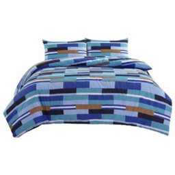 Modern Colour Block Duvet Cover Stylish Geometric Bedding For Bedroom Style Blue - thumbnail 2