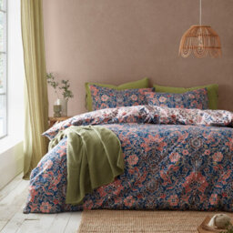 Pineapple Elephant Keera Floral Reversible Duvet Cover Set With Pillowcase Navy Blue - thumbnail 1