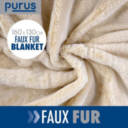 Purus Cream Heated Throw Over Blanket Deluxe Faux Fur Luxurious 160 X 130Cm Soft Fleece Electric Blanket - thumbnail 4