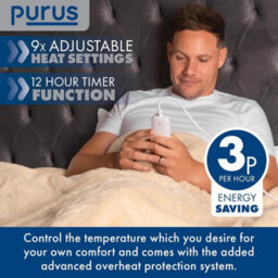 Purus Cream Heated Throw Over Blanket Deluxe Faux Fur Luxurious 160 X 130Cm Soft Fleece Electric Blanket - thumbnail 2