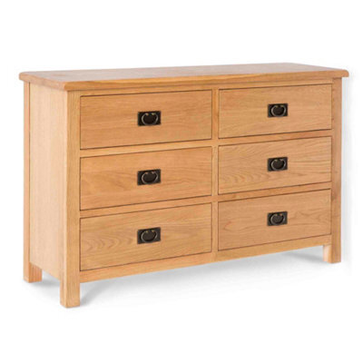 Surrey Oak Large 6 Drawer Chest Fully Assembled - By Roseland Furniture - image 1