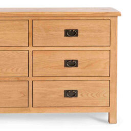 Surrey Oak Large 6 Drawer Chest Fully Assembled - By Roseland Furniture - thumbnail 5
