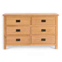 Surrey Oak Large 6 Drawer Chest Fully Assembled - By Roseland Furniture - thumbnail 3