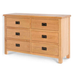 Surrey Oak Large 6 Drawer Chest Fully Assembled - By Roseland Furniture - thumbnail 4
