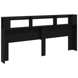 Berkfield Storage Headboard With Led Lights Black Oak 220X18,5X103,5 Cm - thumbnail 8