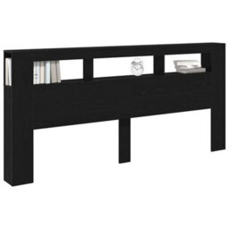 Berkfield Storage Headboard With Led Lights Black Oak 220X18,5X103,5 Cm - thumbnail 3