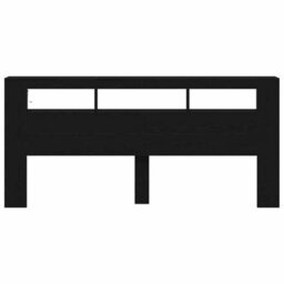 Berkfield Storage Headboard With Led Lights Black Oak 220X18,5X103,5 Cm - thumbnail 6
