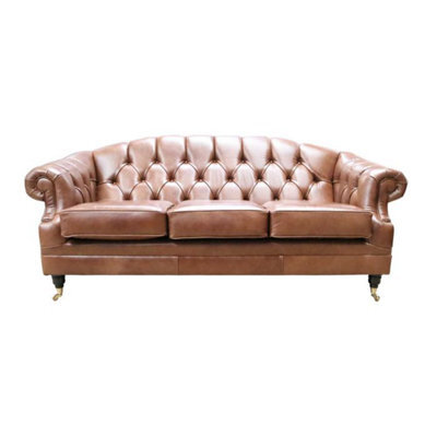 Chesterfield Handmade 3 Seater Sofa Settee Legacy Antique Whisky Leather In Victoria Style - image 1