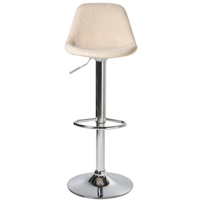 Wyld And Coco Novahome Set Of 2 Light Beige Boucle Bar Stools With Chrome Legs, Swivel And Adjustable Height - image 1