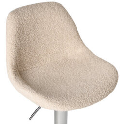 Wyld And Coco Novahome Set Of 2 Light Beige Boucle Bar Stools With Chrome Legs, Swivel And Adjustable Height - thumbnail 8
