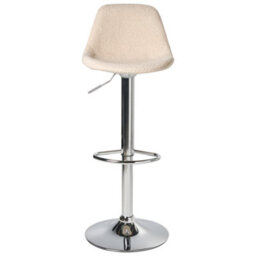 Wyld And Coco Novahome Set Of 2 Light Beige Boucle Bar Stools With Chrome Legs, Swivel And Adjustable Height - thumbnail 1