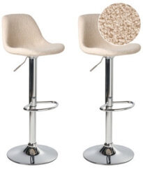 Wyld And Coco Novahome Set Of 2 Light Beige Boucle Bar Stools With Chrome Legs, Swivel And Adjustable Height - thumbnail 3