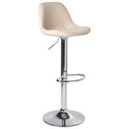 Wyld And Coco Novahome Set Of 2 Light Beige Boucle Bar Stools With Chrome Legs, Swivel And Adjustable Height - thumbnail 5