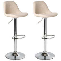 Wyld And Coco Novahome Set Of 2 Light Beige Boucle Bar Stools With Chrome Legs, Swivel And Adjustable Height - thumbnail 4