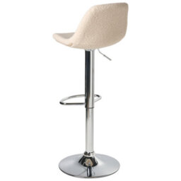 Wyld And Coco Novahome Set Of 2 Light Beige Boucle Bar Stools With Chrome Legs, Swivel And Adjustable Height - thumbnail 7