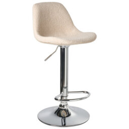 Wyld And Coco Novahome Set Of 2 Light Beige Boucle Bar Stools With Chrome Legs, Swivel And Adjustable Height - thumbnail 6