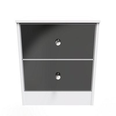 Taunton 2 Drawer Bedside Cabinet In Black & White (Ready Assembled) - image 1