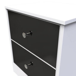 Taunton 2 Drawer Bedside Cabinet In Black & White (Ready Assembled) - thumbnail 4