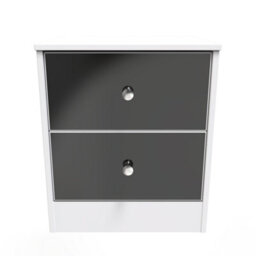 Taunton 2 Drawer Bedside Cabinet In Black & White (Ready Assembled) - thumbnail 1