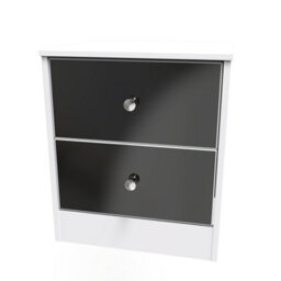 Taunton 2 Drawer Bedside Cabinet In Black & White (Ready Assembled) - thumbnail 3