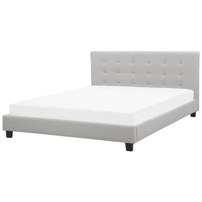 Beliani Bed Fabric La Rochelle 180 X 200 Cm (Eu Super King) Light Grey - image 1