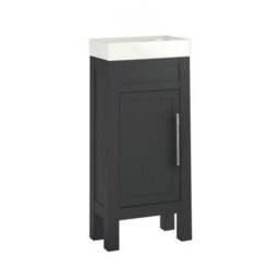 Homestylestore 400mm Black Grey Floorstanding Bathroom Vanity Unit With Chrome T Bar Handle - thumbnail 1