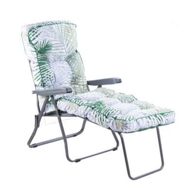 Alfresia Sun Lounger, Charcoal Frame With Bamboo Leaf Classic Cushion - image 1