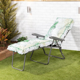 Alfresia Sun Lounger, Charcoal Frame With Bamboo Leaf Classic Cushion - thumbnail 2