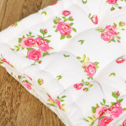 Dibor Set Of 4 Pink Floral Print Indoor Dining Chair Seat Pad Box Cushions (L)40Cm X (W)40Cm - thumbnail 3