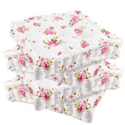 Dibor Set Of 4 Pink Floral Print Indoor Dining Chair Seat Pad Box Cushions (L)40Cm X (W)40Cm - thumbnail 2