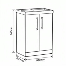 Balterley Bramshall Modern Bathroom 2 Soft Close Door & Mid-Edge Vanity Unit Basin, Dark Grey, 600mm - thumbnail 5